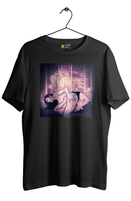 Футболка чоловіча з принтом "Дорослі Ігри На Тлі Міста". Гола, кохання, лизати, трусики. 2070702