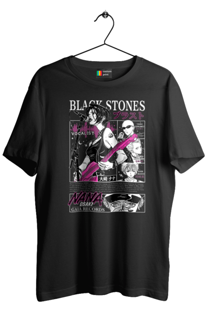 Men's t-shirt with prints Nana Nana Osaki. Anime, black stones, blast, manga, music, musical group, nana, nana osaki, singer. 2070702