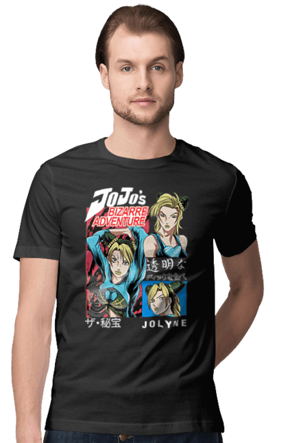 Men's t-shirt with prints JOJO Jolyne Cujoh. Anime, jojo, jojo`s bizarre adventure, jojo’s bizarre adventure, jolyne cujoh, manga. 2070702