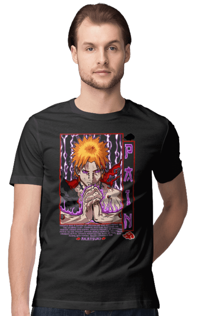 Men's t-shirt with prints Naruto Yahiko. Akatsuki, anime, character, manga, naruto, ninja, pain, tv series, yahiko. 2070702