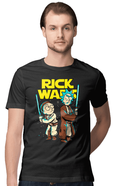 Футболка чоловіча з принтом "Рік та Морті". Rick and morty, star wars, зоряні війни, мультфільм, наукова фантастика, пригоди, рік, рік і морті, трагікомедія, чорний гумор. 2070702