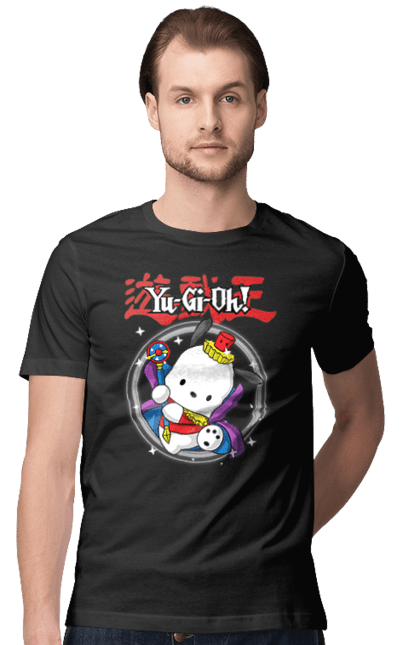 Men's t-shirt with prints Yu Gi Oh! Pochacco. Brand, character, hello kitty, pochacco, yu gi oh, yugio. 2070702