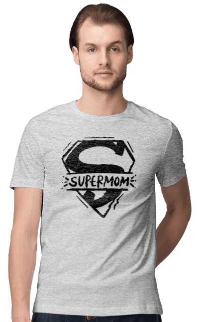 Футболка чоловіча з принтом "Супермама". Для мами, мати, подарунок мамі, супер, супер мама. CustomPrint.market