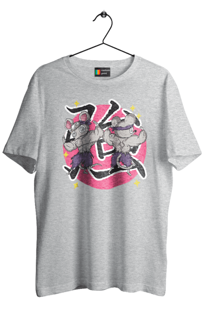 Men's t-shirt with prints Demon Slayer Uzui Tengen's mice. Anime, demon slayer, kimetsu no yaiba, manga, mice, serial, tengen, tengen uzui, uzui. 2070702