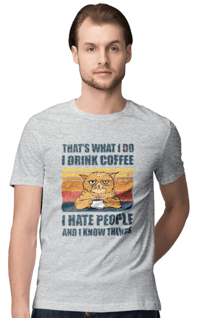 Футболка чоловіча з принтом "Невдоволений кіт". Angular, c, css, html, it, javascript, jquery, php, python, react, svelt, vue, айтишник, айті, гумор, код, кодувати, прогер, програміст, програмісти, ти ж, ти ж програміст, тиж програміст. 2070702