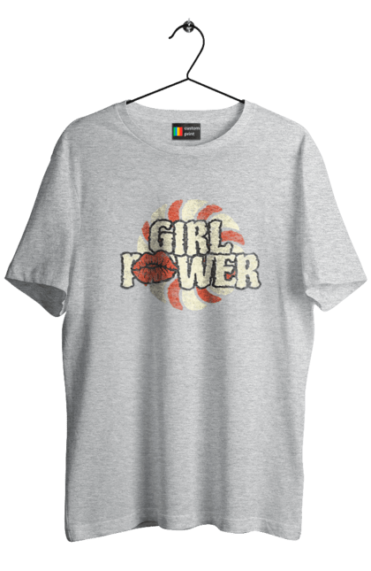 Футболка чоловіча з принтом "Girl Power". Girl power, гасло, дівчата, дівчата можуть, жінки, жіноча сила, незалежність, сила, фемінізм. 2070702