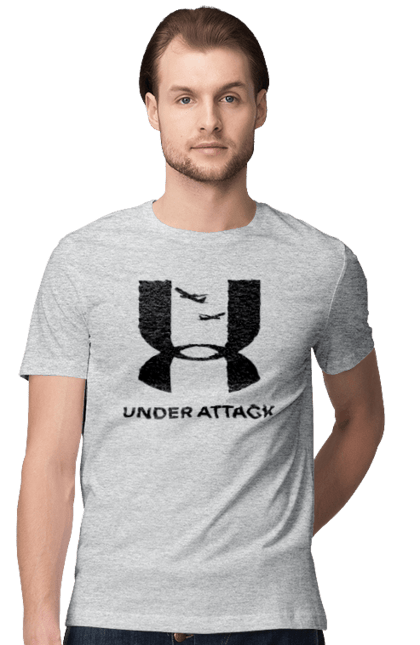Футболка чоловіча з принтом "Under Attack black". Андер армор, бренди, гумор, приколи, прикольні, ундер армор. 2070702