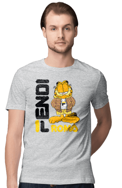 Men's t-shirt with prints Fendi Garfield. Bag, brand, clothes, fashion, fashion house, fendi, garfield, italy, luxury, lvmh. 2070702