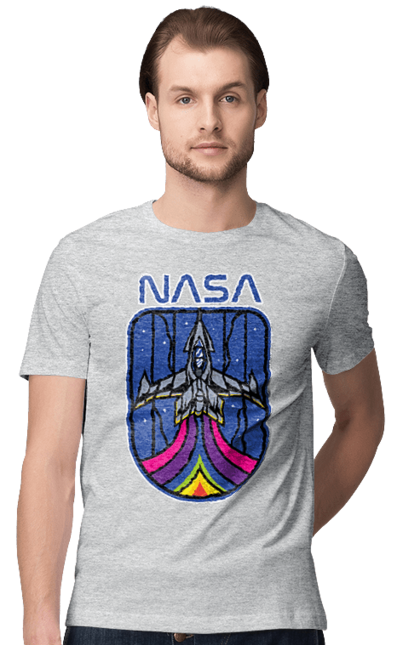 Men's t-shirt with prints NASA. Aeronautics, astronautics, aviation, nasa, research, rocket, science, space, technologies, usa. 2070702