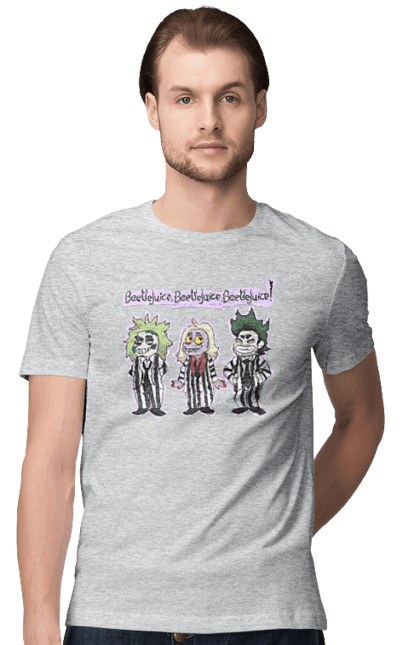 Men's t-shirt with prints Beetlejuice. Beetlejuice, comedy, ghost, horror, movie, tim burton, warner bros. 2070702