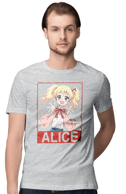 Футболка чоловіча з принтом "Золота мозаїка Аліса Картелет". Alice cartelet, anime, kiniro mosaic, kinmoza, manga, аліса, аліса картелет, аніме, золота мозаїка, манга. 2070702