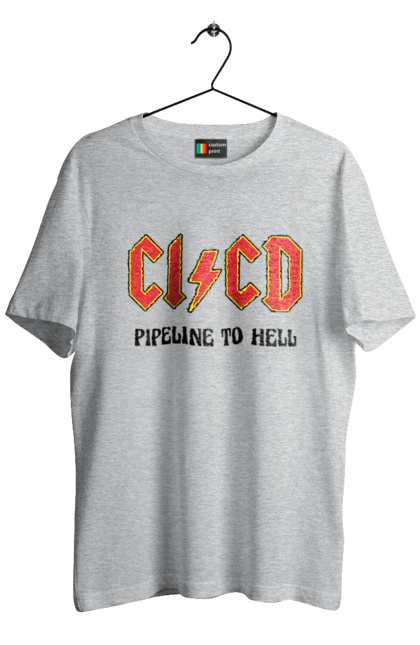 Футболка чоловіча з принтом "CI/CD pipeline to hell". Cicd, cicd pipeline, devops, pipeline, інженер, програмне забезпечення, програмування, розробка, розробка по. 2070702