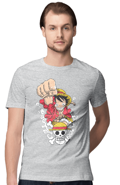 Men's t-shirt with prints One Piece Luffy. Anime, luffy, manga, monkey de luffy, one piece, pirates. 2070702