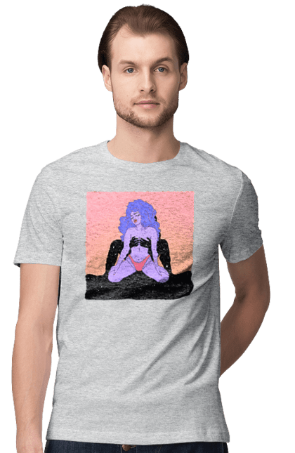 Футболка чоловіча з принтом "Фіолетова Дівчина В Трусиках". Інопланетянка, у трусах. 2070702
