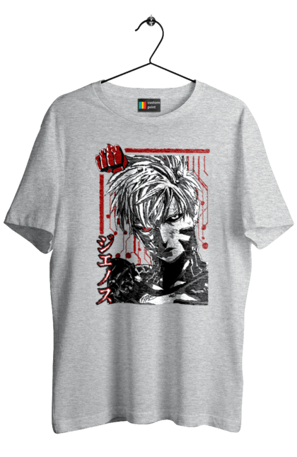 Men's t-shirt with prints One Punch Man Genos. Anime, comedy, cyborg, demon, demon cyborg, genos, manga, one punch man, parody, superheroes. 2070702