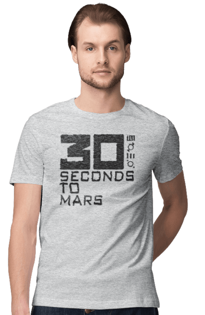 Футболка чоловіча з принтом "Thirty Seconds to Mars". 30 seconds, 30 секунд, thirty seconds, альтернативний рок, група, музика, рок, секунди до марсу, хард рок. 2070702