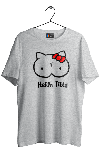 Men`s t-shirt with prints Hello kitty. Beauty, hello, hello kitty, kitty, matured. 2070702