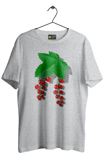 Футболка чоловіча з принтом "Порічки Червоні". Делікатес, зріла, їжа, листя, літо, порічки, порічки червоні, смачно, смородина, стигла, урожай, червона, червона смородина, ягідка, ягода, ягоди. 2070702