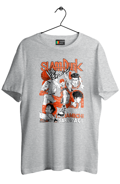 Футболка чоловіча з принтом "Слем данк Сакурагі Ханамічі". Hanamichi sakuragi, slam dunk, аніме, баскетбол, манга, сакурагі ханамічі, слем-данк, спокон, спортивне аніме, сьонен. 2070702