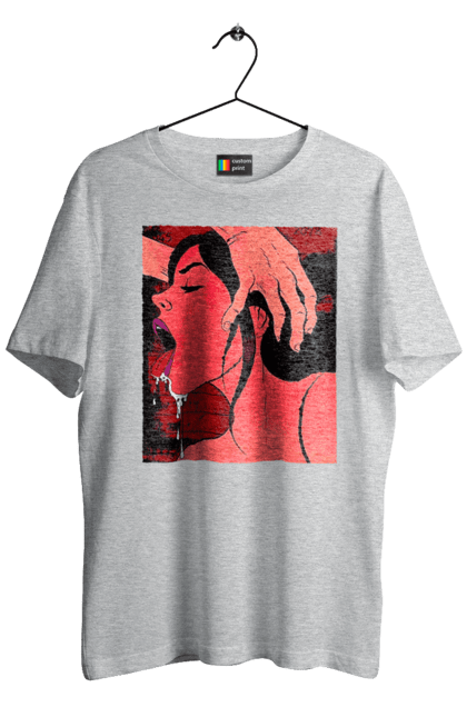 Men`s t-shirt with prints Girl Sucks With Saliva. Sex, suck. 2070702