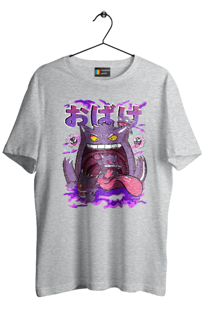 Men`s t-shirt with prints Pokemon Gengar. Anime, fushigibana, games, gengar, nintendo, pokemon, pokemon go. 2070702