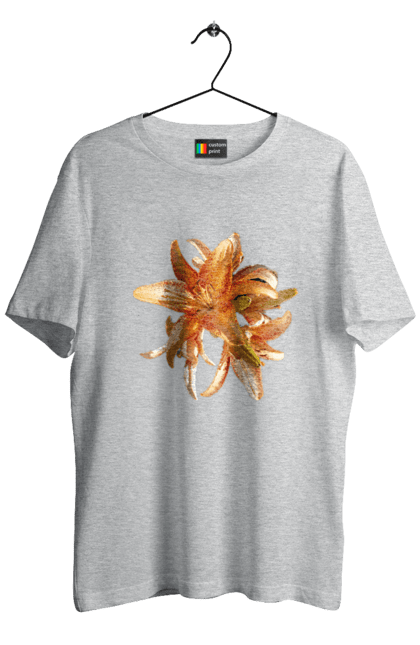 Men`s t-shirt with prints Orange lily. Beauty, flower, lily, nature, orange, solar. 2070702