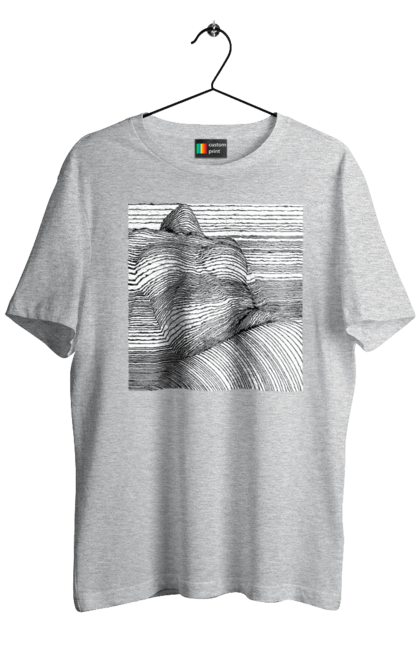 Футболка чоловіча з принтом "Дівчина В Смужку". Гола, сиськи. 2070702