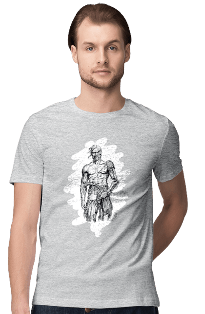 Футболка чоловіча з принтом "Кіборги україни". Вуса, зброя, кіборг, козак, патріот, пістолет, українець, чуб. 2070702