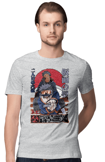 Men's t-shirt with prints Naruto Obito Uchiha. Anime, character, manga, naruto, ninja, obito, obito uchiha, tv series, uchiha. 2070702