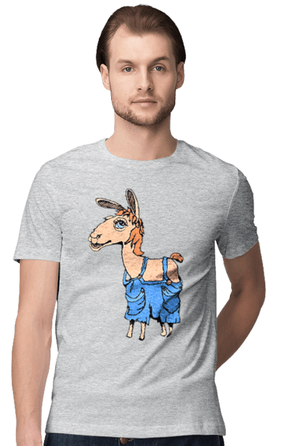 Футболка чоловіча з принтом "Лама В Комбінезоні". Комбінезон, лама. 2070702