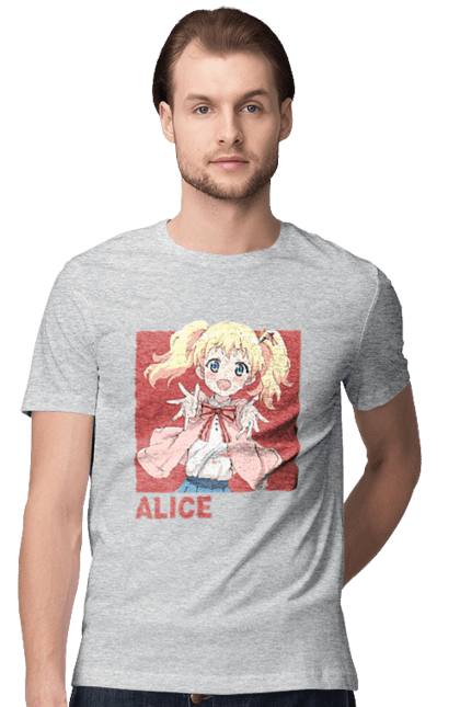 Футболка чоловіча з принтом "Золота мозаїка Аліса Картелет". Alice cartelet, anime, kiniro mosaic, kinmoza, manga, аліса, аліса картелет, аніме, золота мозаїка, манга. 2070702