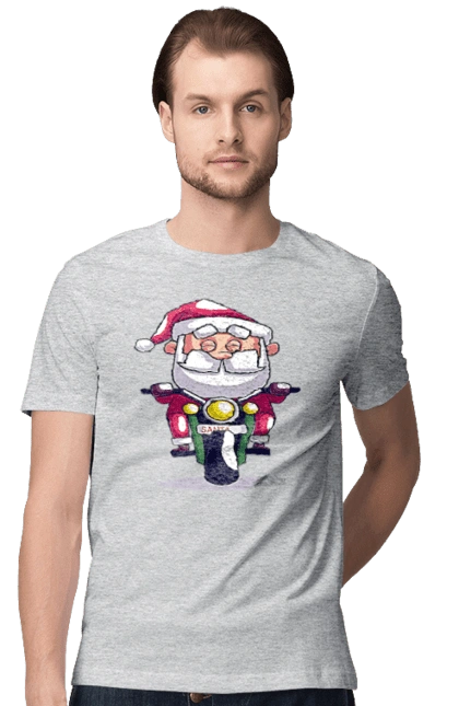 Счастливый санта на мотоцикле