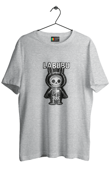 Футболка чоловіча з принтом "Лабубу". Анатомія, кістки, лабубу, миложутко, мінімалізм, рентген, серце` що світиться, скелет, череп, чорнобіле. 2070702