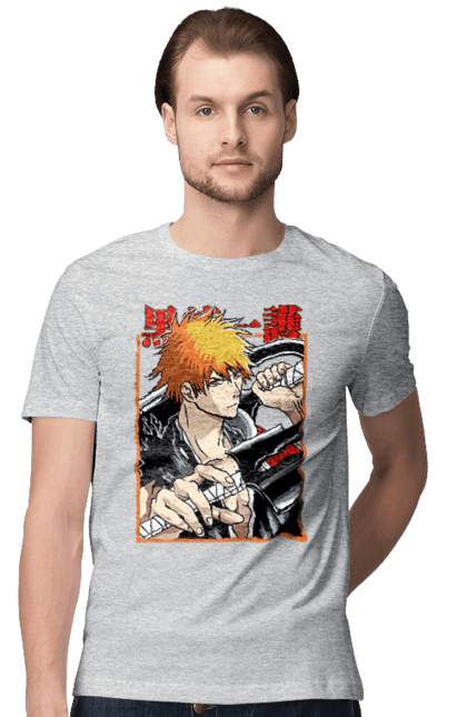 Men's t-shirt with prints Bleach Ichigo Kurosaki. Anime, bleach, ichigo, ichigo kurosaki, manga. 2070702