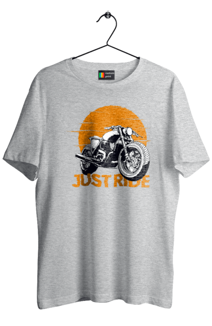 Футболка чоловіча з принтом "Мотоцикл, Просто Їдь". Дорога, їзда, мотоцикл. 2070702