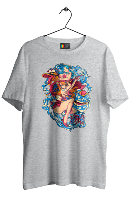 Men's t-shirt with prints One Piece Nami. Anime, cat burglar, manga, nami, one piece, straw hat pirates. 2070702