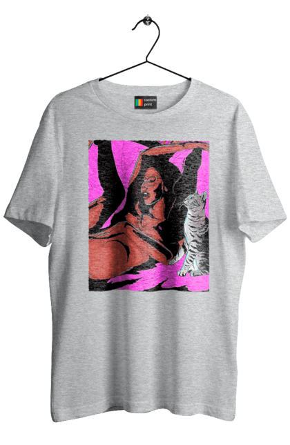 Men`s t-shirt with prints Girl Gets Fun. Cat, naked, passion, satisfaction. 2070702