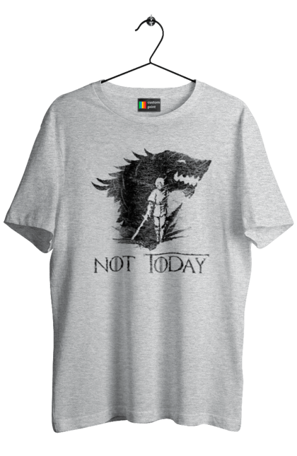 Men's t-shirt with prints Game of Thrones Arya. Arya, game, got, not today, stark, starks, thrones, tv show, wolf, wolves. 2070702