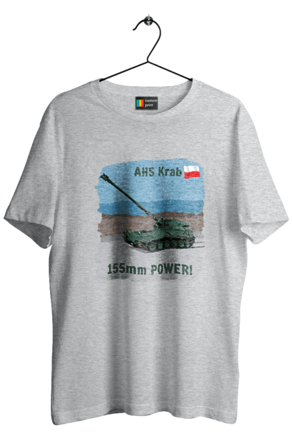 Men`s t-shirt with prints 155mm Power! AHS Krab olive. Ahs krab, artillery, crab, howitzer, poland, self propelled. 2070702