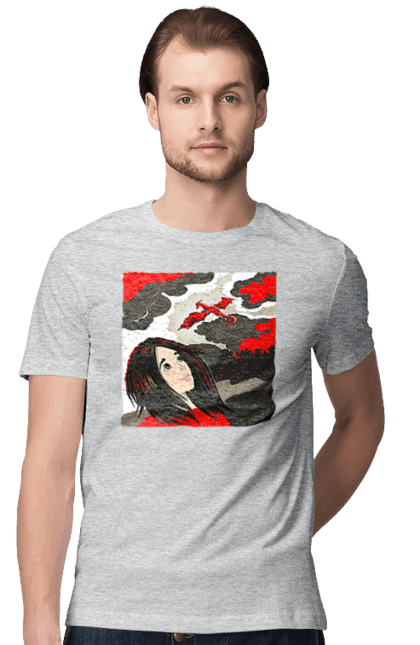 Men's t-shirt with prints Girl and dragon. Dragon, fantasy, romance, young woman. 2070702