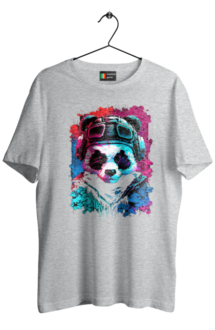 Футболка чоловіча з принтом "Панда в VR шолом". Віртуальна реальність, гік, панда, персонаж, шолом. 2070702