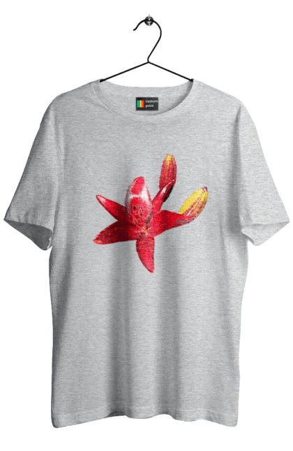 Футболка чоловіча з принтом "Червона лілія". Бутон, квітка, колір, лілія, природа, сонячний, червона квітка, червона лілія, червоний, яскравий. 2070702