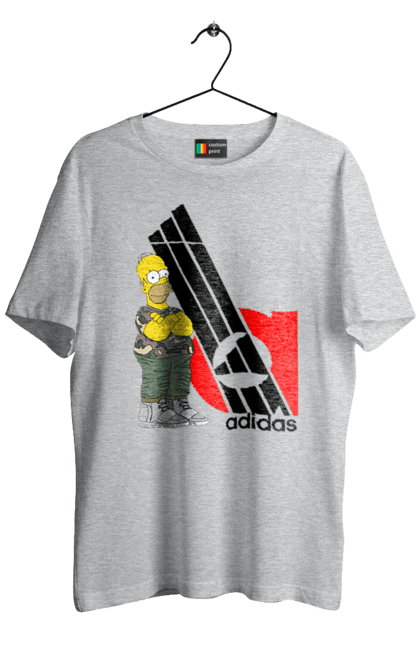 Футболка мужская с принтом Adidas Гомер. Adidas, homer, simpson, адидас, гомер, мультсериал, сериал, симпсоны. 2070702