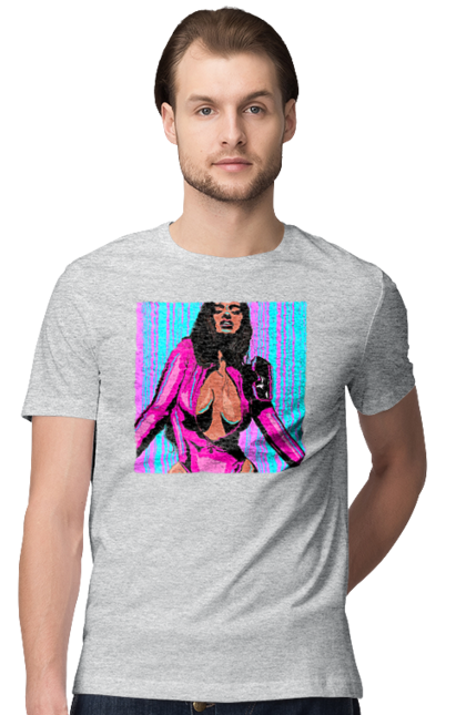 Футболка чоловіча з принтом "Дівчина З Глибоким Декольте". Гола, дівчина, сиськи. 2070702