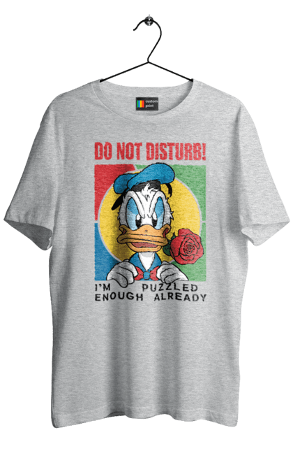 Футболка мужская с принтом Дональд Дак Не беспокоить!. Disney, do not disturb, donald duck, дисней, дональд дак, мультсериал, мультфильм, не беспокоить. 2070702