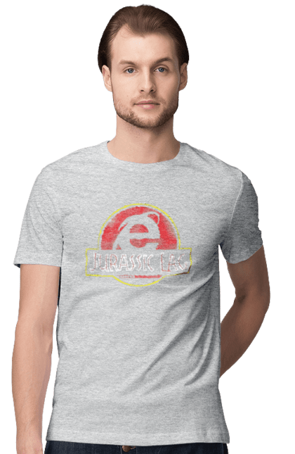 Men's t-shirt with prints Jurassic lag. Antiquity, browser, ie, internet explorer, jurassic park, lag, microsoft, not, windows. 2070702