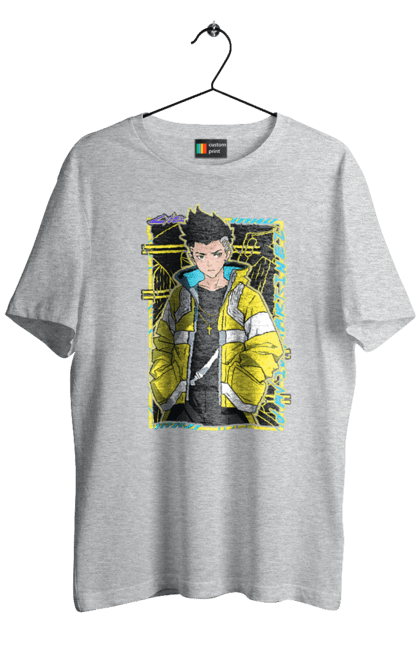 Футболка мужская с принтом Киберпанк: Бегущие по краю Дэвид. Cd projekt, cyberpunk, david, netflix, аниме, бегущие по краю, видеоигра, дэвид, игра, киберпанк. 2070702