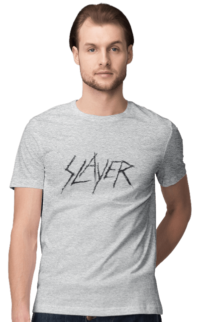 Футболка чоловіча з принтом "Slayer". Slayer, грув метал, група, метал група, музика, ню метал, спід метал, треш метал, череп. 2070702