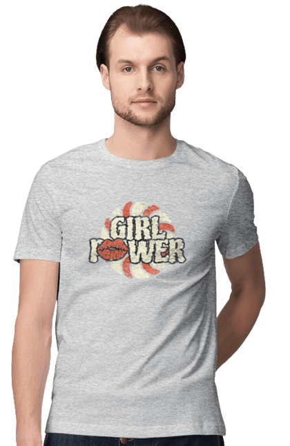 Футболка чоловіча з принтом "Girl Power". Girl power, гасло, дівчата, дівчата можуть, жінки, жіноча сила, незалежність, сила, фемінізм. 2070702