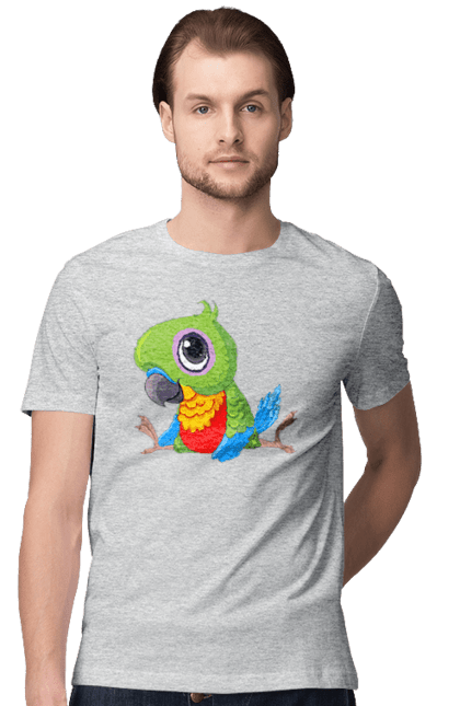Men`s t-shirt with prints Lovebird. Nicely, parrot. 2070702